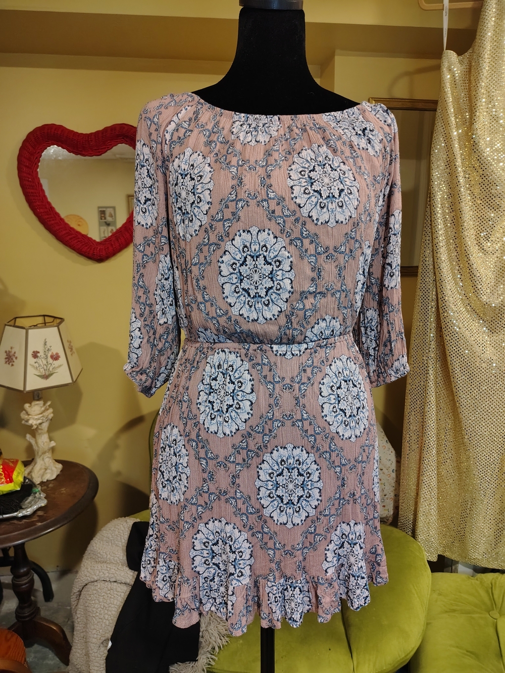 Floral Medallion Pink Short Dress